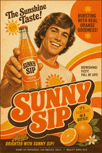 1970s Retro Orange Soda Ad