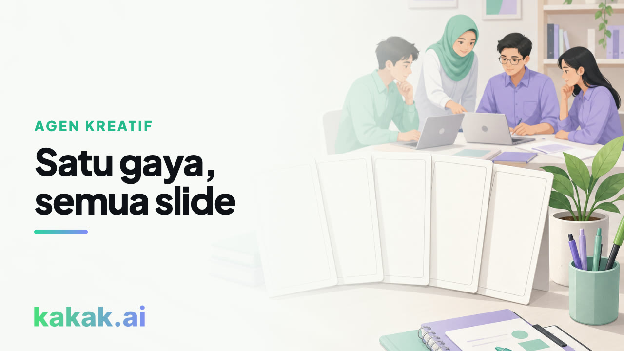 Satu gaya visual dipertahankan di seluruh slide.