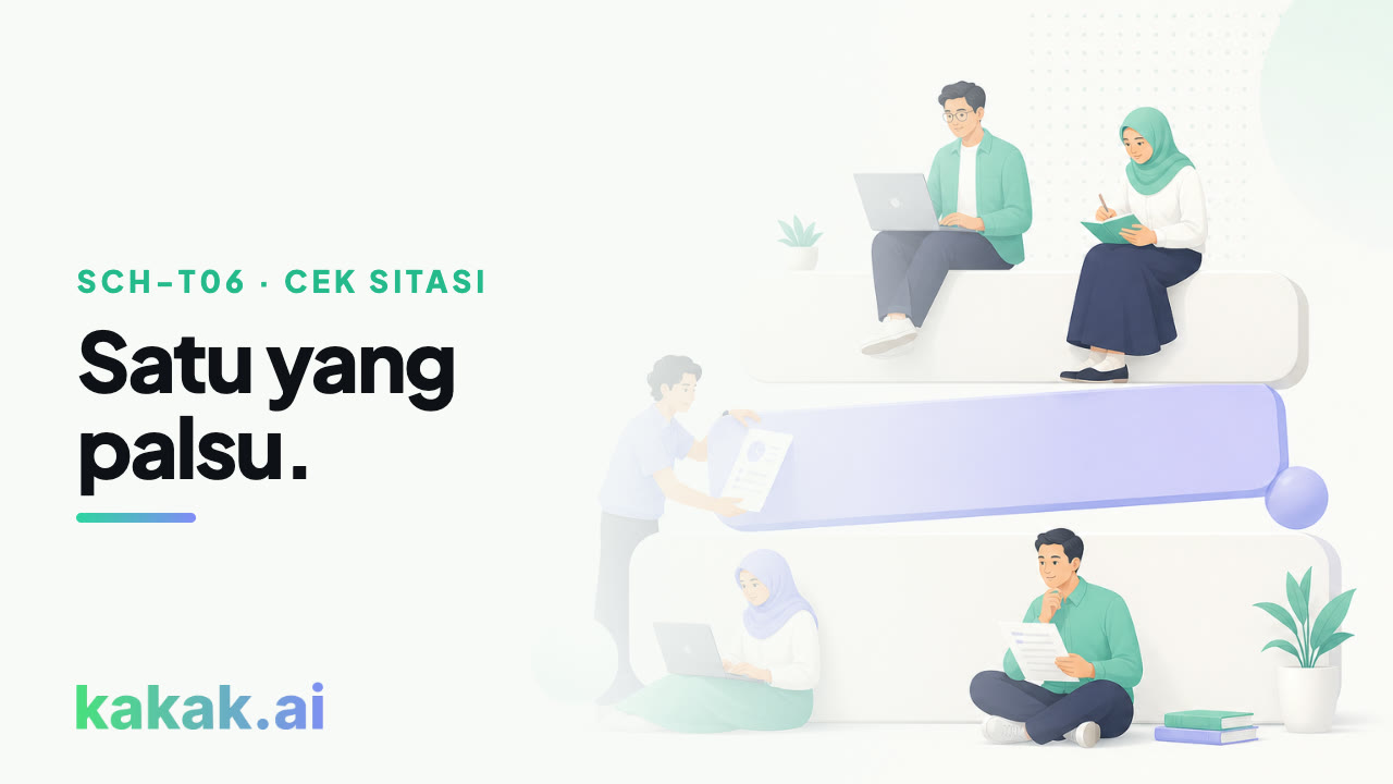 Memeriksa daftar pustaka entri demi entri. Yang tak ditemukan ditandai, bukan didiamkan.