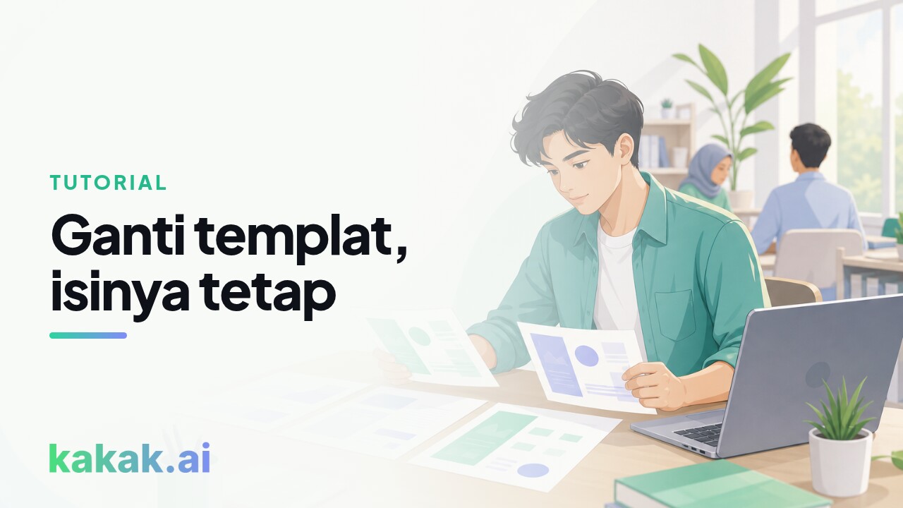 Memilih templat dari galeri sebelum mulai, lalu menggantinya setelah presentasi jadi lewat Ganti instan atau Disusun ulang.