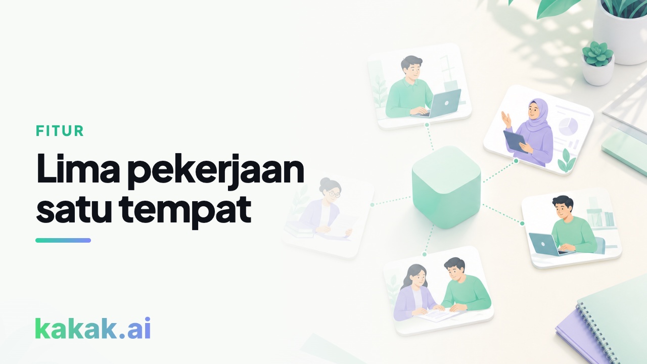 Dokumen, notulen, infografis, dan pencarian web dalam satu alur.