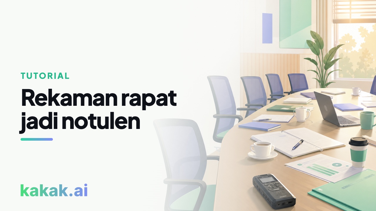 Unggah rekaman rapat atau kuliah, lalu rapikan hasilnya di Ruang Notulen: ganti nama pembicara, dengar ulang per segmen, ekspor ke Word atau PDF.