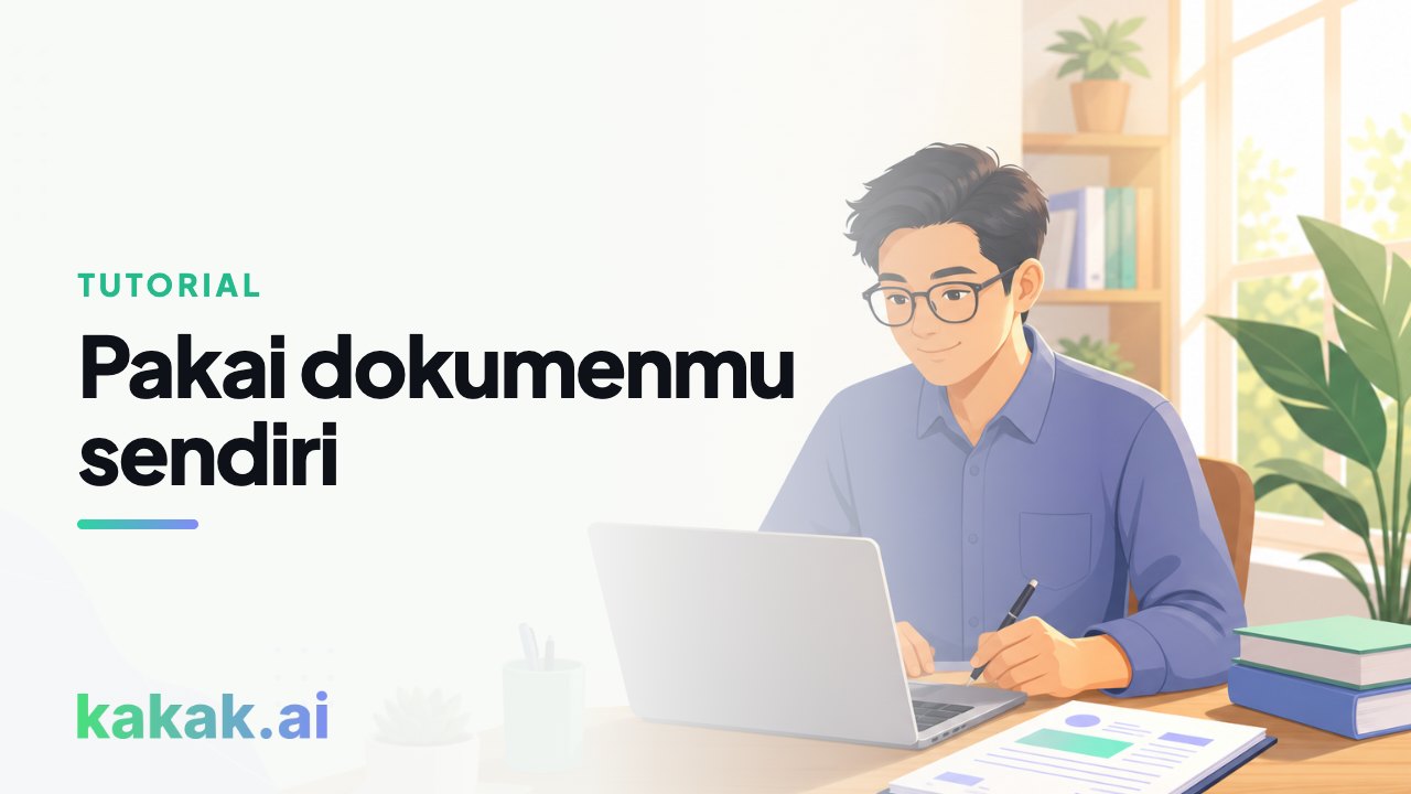 Mengunggah dokumen ke percakapan, lalu memakainya ulang dari Pustaka tanpa unggah lagi.